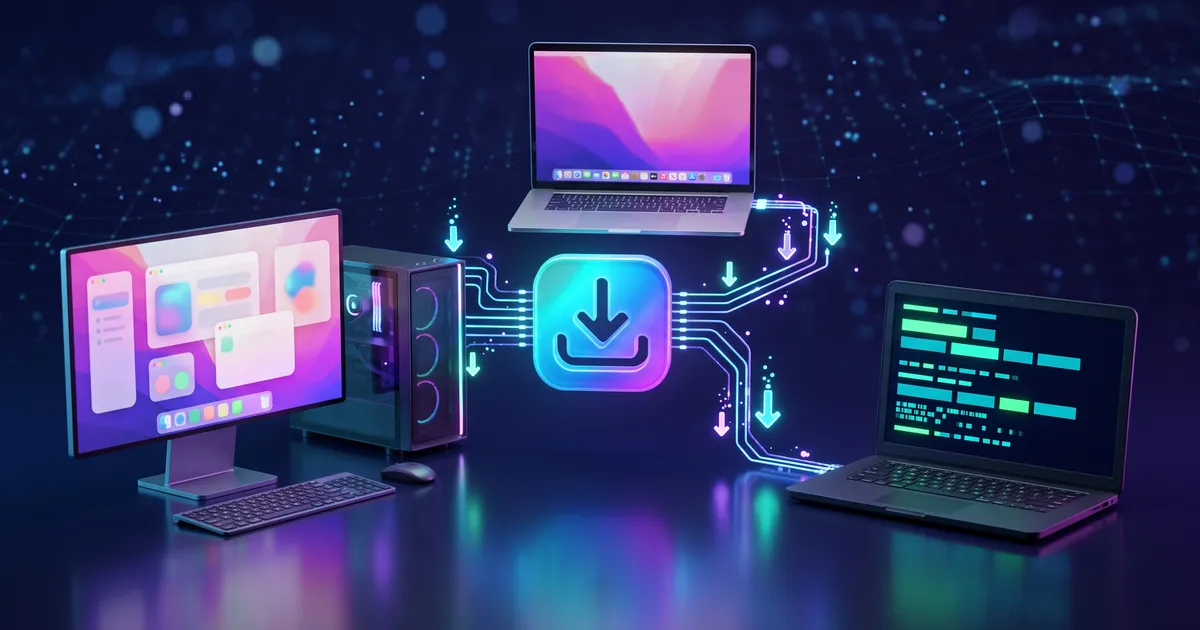 Cara install ArtCraft di Windows, Mac, dan Linux: tiga perangkat terhubung ke satu launcher
